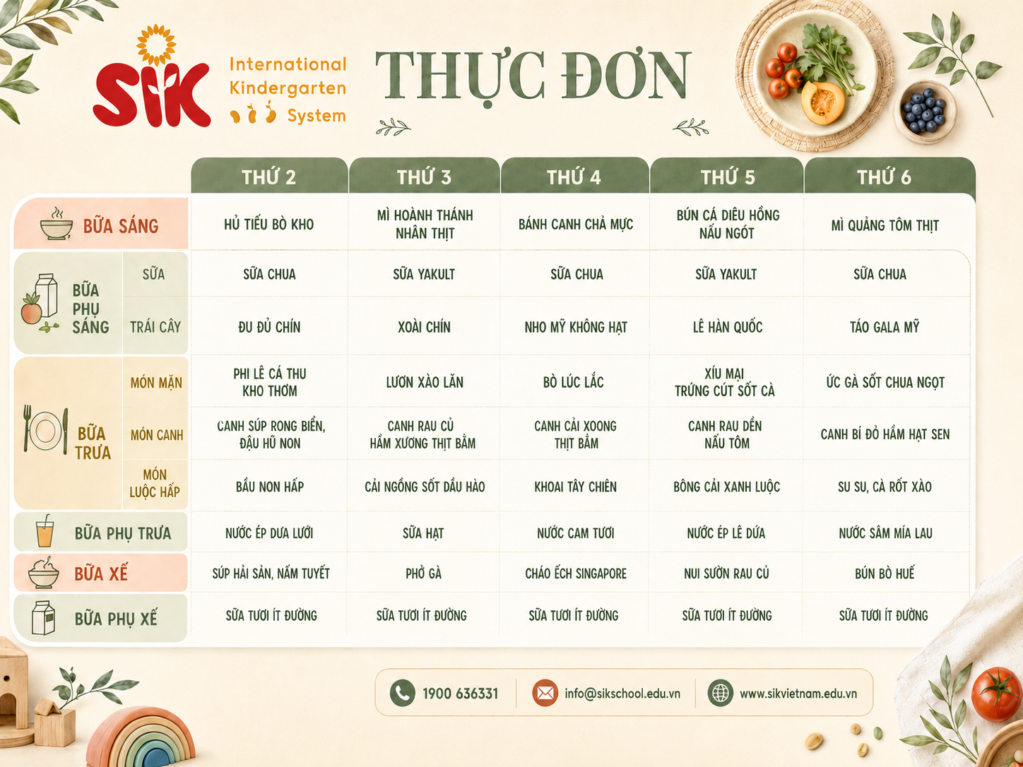 Thực đơn hệ Song ngữ tại SIK