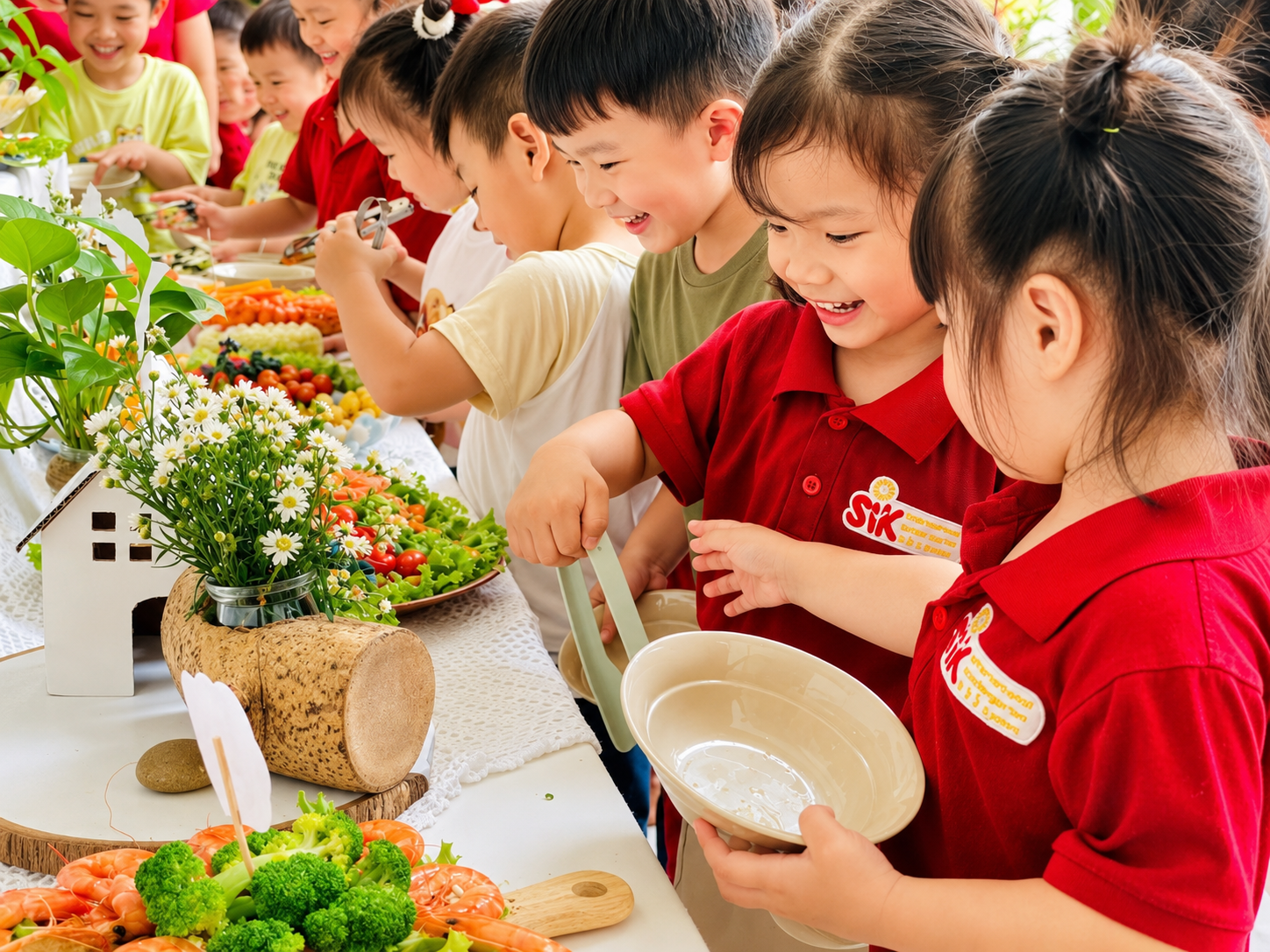 Món ăn tươi mới được chuẩn bị cho trẻ